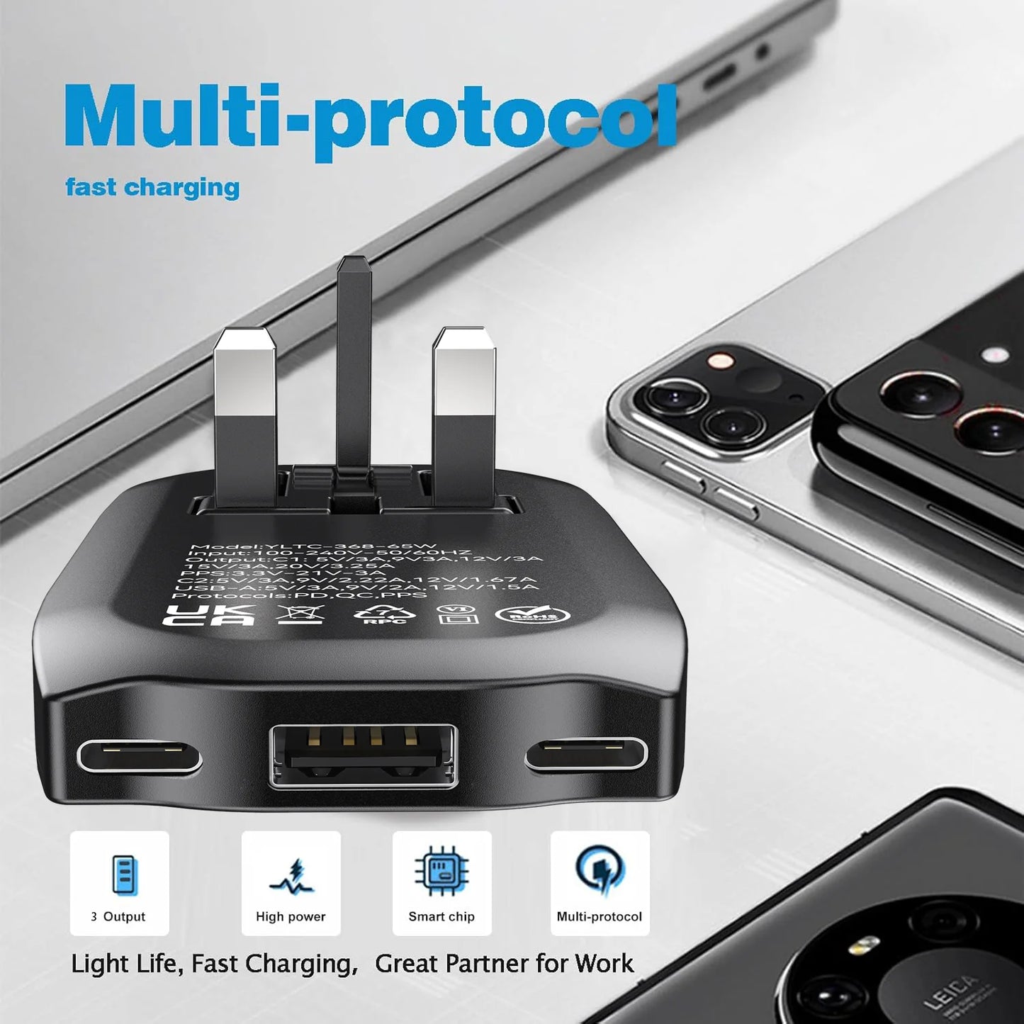 Trending Products 2025 New Arrivals Slim Fast Travel Chargers & Adapters, UK Folding Pin 65W Usb C Wall Charger for Smartphone